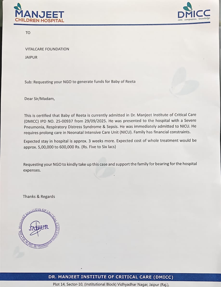 Help Baby of Reeta Breathe Again, Urgent NICU Support Needed!