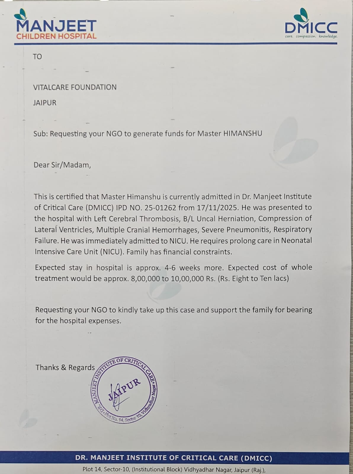 Help Save Baby Himanshu’s Life