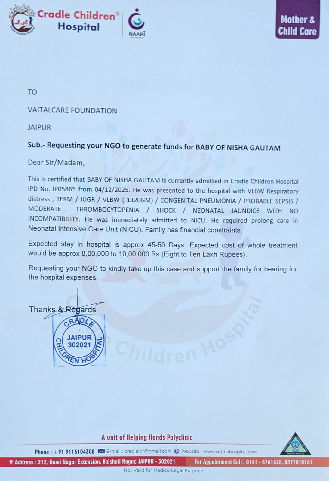 Save Baby of Nisha Gautam