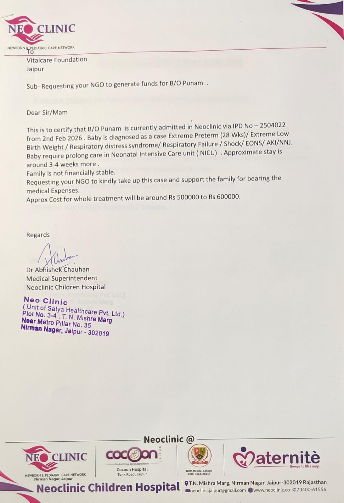 Save Baby of Punam A Fragile Life Fighting to Survive