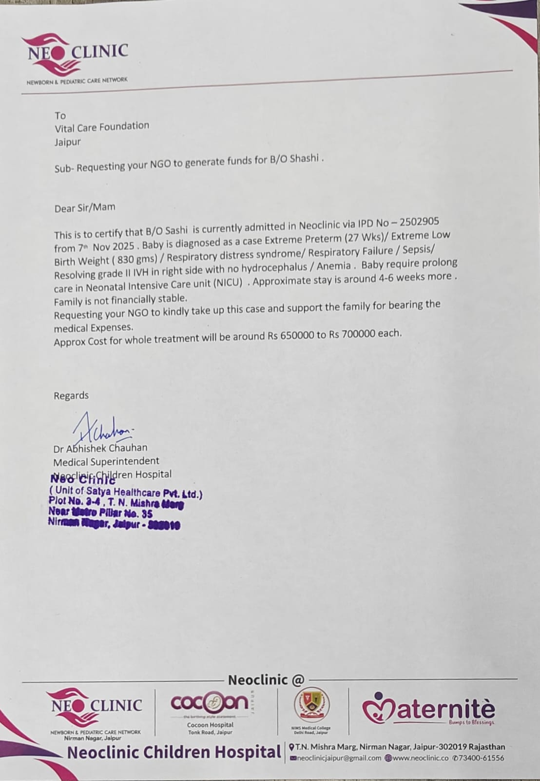 Save the Miracle Baby of Shashi and Rekhpal